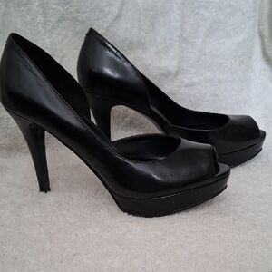 Nine West Black Peep-Toe Heels